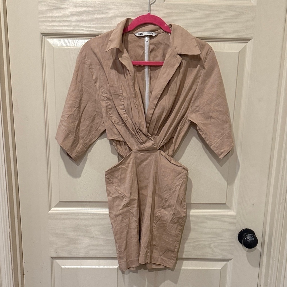 Zara linen blend cut out mini dress, small - Picture 2 of 9